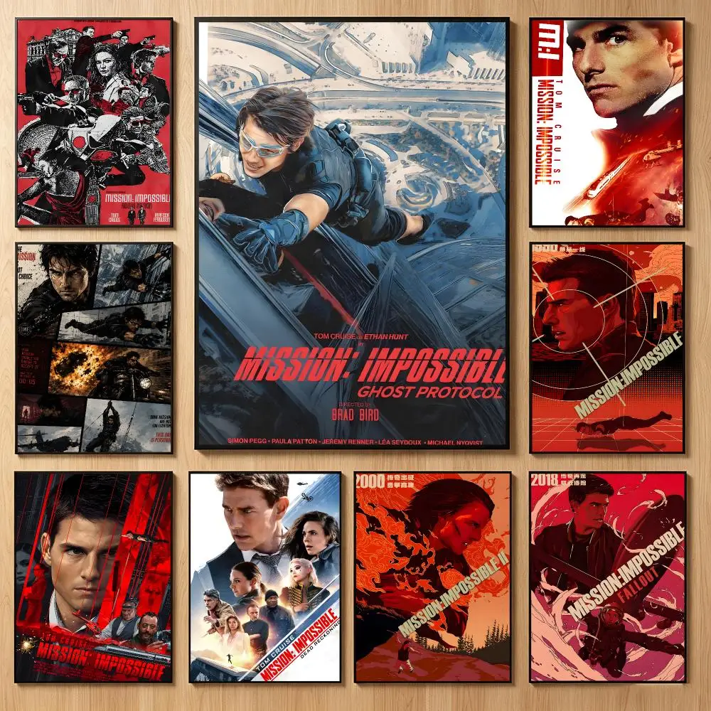 Thrilling Movie M-Mission Impossible Poster Classic Self-Adhesive PP Wall Sticker for Living Room Bar Decor Gift