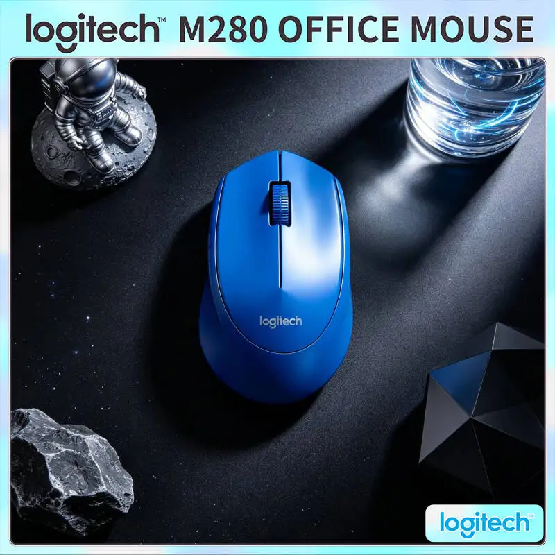 Ratón Inalámbrico Ergonómico Logitech M280, Almohadillas Antideslizantes, Receptor Nano de 2.4GHz, Distancia de 10m, para Hogar, Mac, PC, Linux