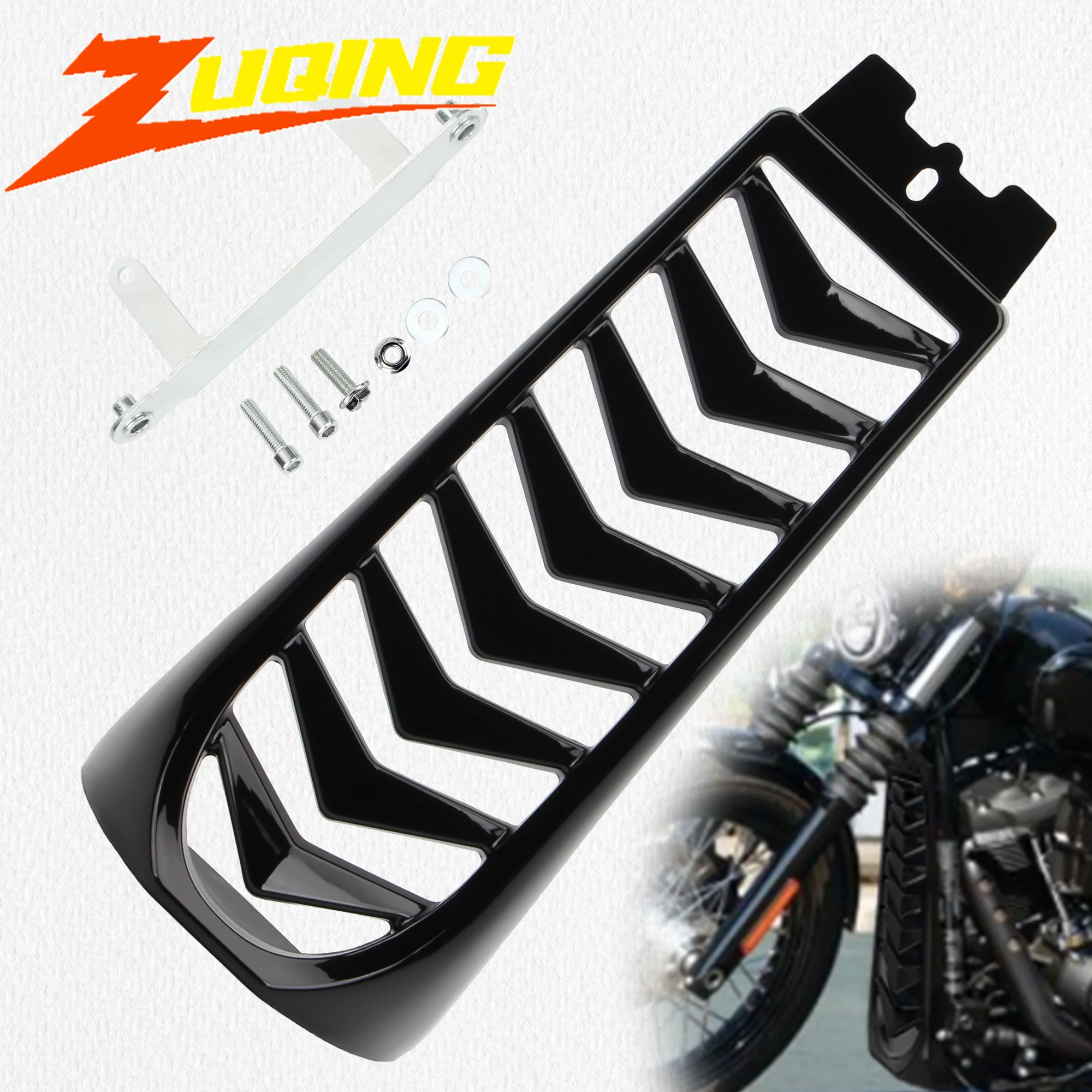 

for Harley Softail Street Bob Breakout FXBR FXBRS 2018-2022 Black Front Lower Radiator Chin Fairing Spoiler Frame Cover