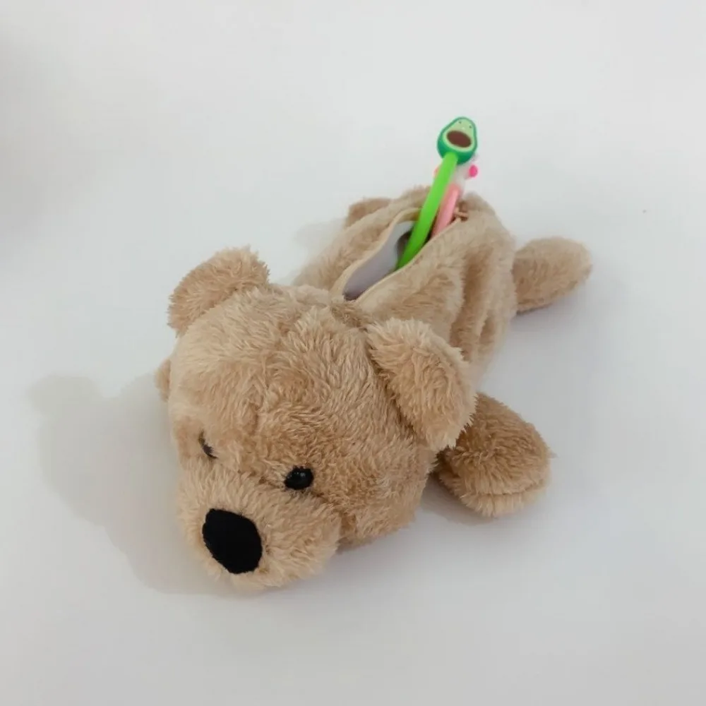 لطيف سعة كبيرة أفخم حقيبة أقلام رصاص الحيوان لينة الدب قلم رصاص الحقيبة تخزين سستة الكرتون دمية دب الأطفال