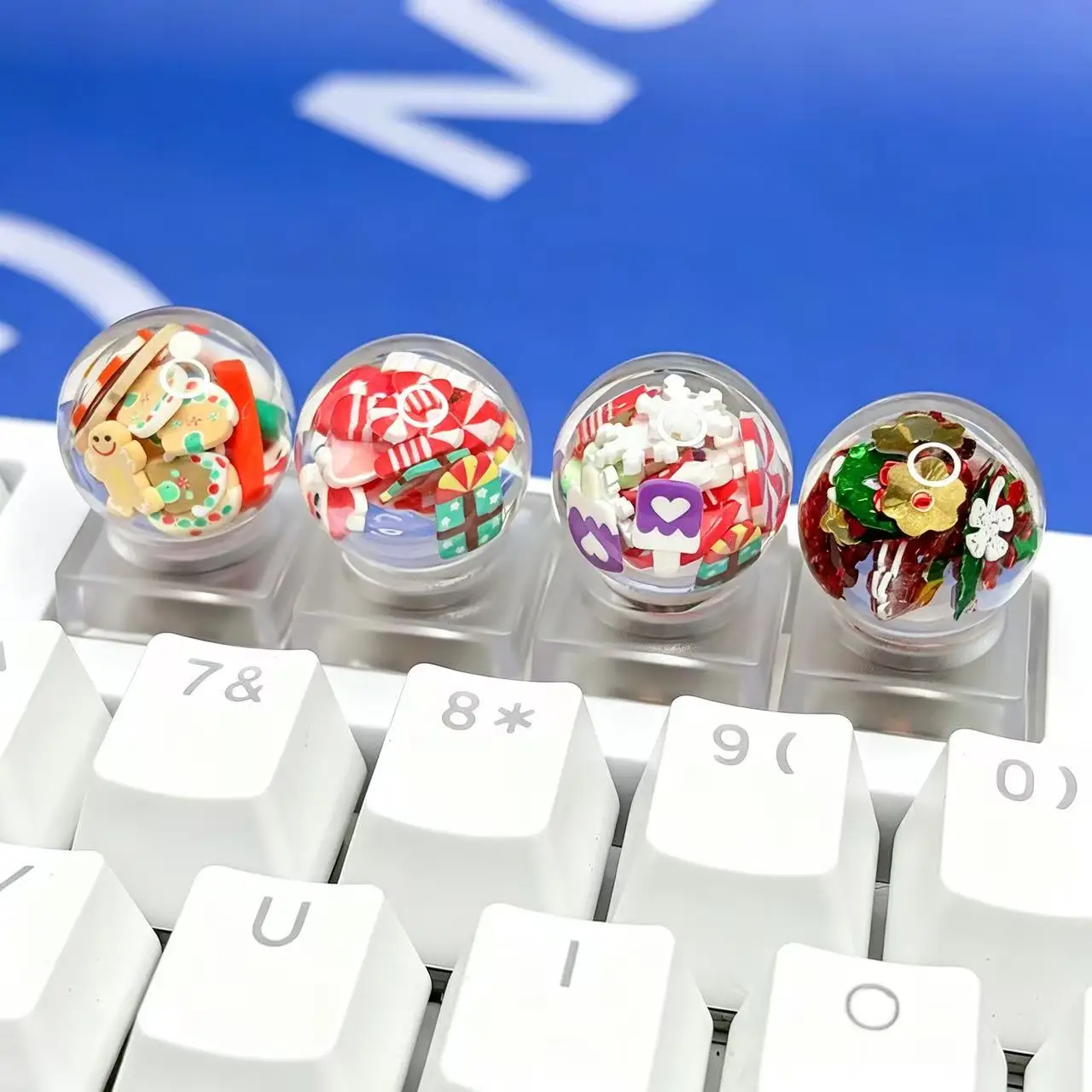 Christmas crystal ball keycaps cartoon cute transparent translucent cross axis game mechanical keyboard keycaps