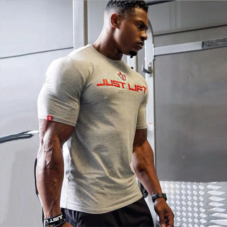 Men Cotton Shirts Short Sleeve for Men Workout Bodybuilding Fashion Muscle Tee Shirt Summer Daily Wear