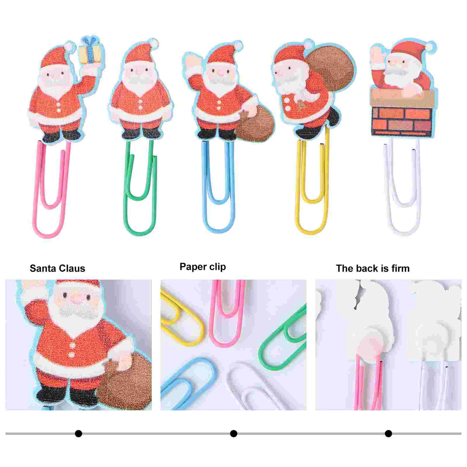 Santa Claus Bookmark Christmas Clip Paper Clips Office Supplies Cute Colorful Wooden Child for