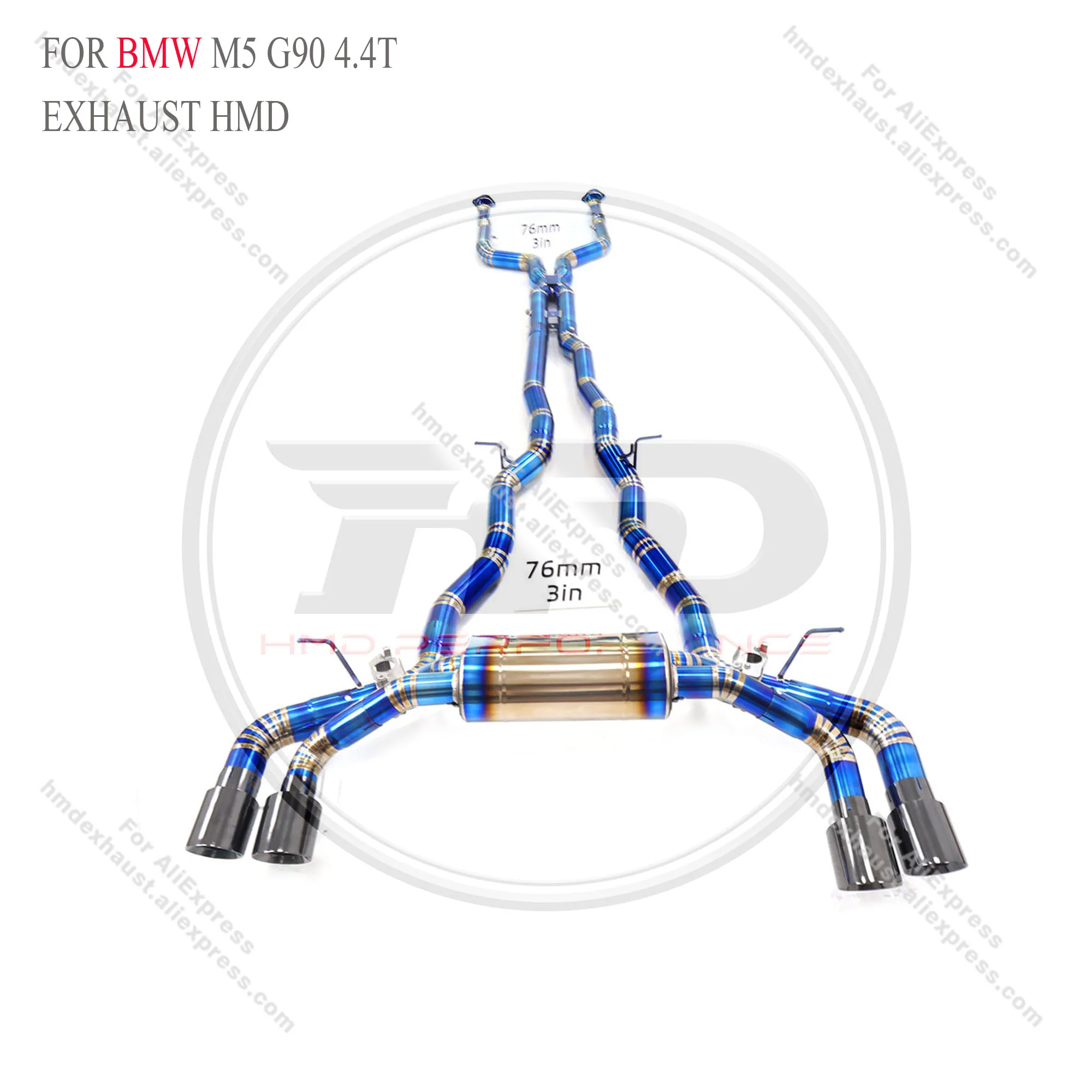 

Титановая выхлопная система HMD Performance Catback для глушителя BMW M5 G90 4.4T с клапаном