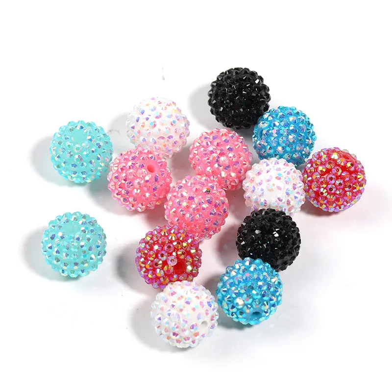 DIY Jewelry Findings Resin Rhinestones Ball Beads Bubblegum Gumball Necklace Bracelet Earring Pen Making Accessory 50pcs 20mm