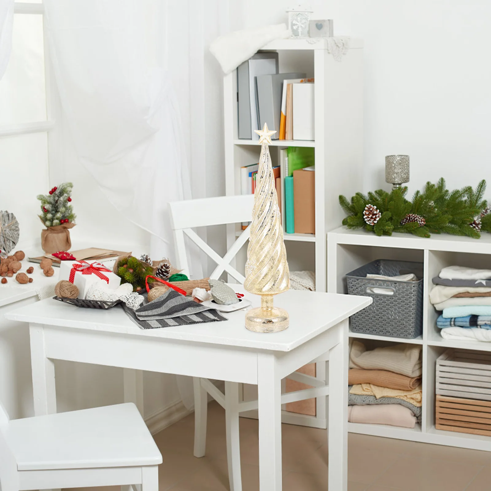 

1Pcs Christmas Tree Glass Lamp Glowing Night Light Decor Xmas Tree Shaped Ornament Festival Desktop Decoration Xmas Craft Decor