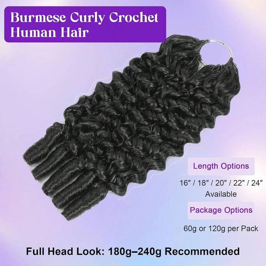 FRIZIRA 30 32 Inch Burmese Curly Miracle Knots Crochet Human Hair 100% Raw Human Hair Extension Deep Wave Feathered Human Crochet Hair For Braiding