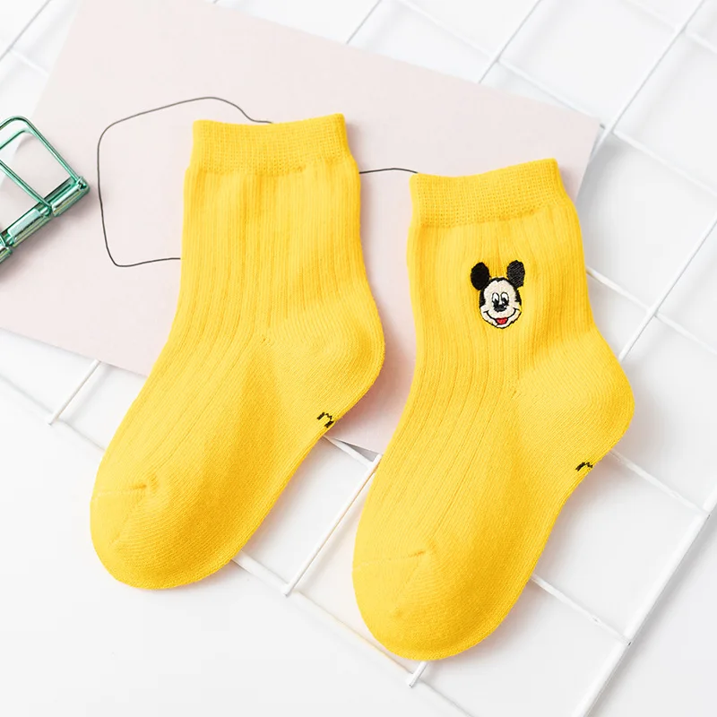 Disney 4 Pairs Baby Girls Boys Mickey Mouse Summer Socks Kids Spring Children Short Socks Cotton Cartoon Warm Floor Girls Socks