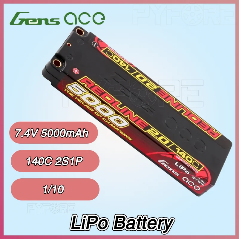 Gens ACE REDLINE 2.0 7.4V 5000mAh 140C 2S1P LiPo аккумулятор серии Competition для 1/10 RC Drift Racing On-Road Car, RC Cars