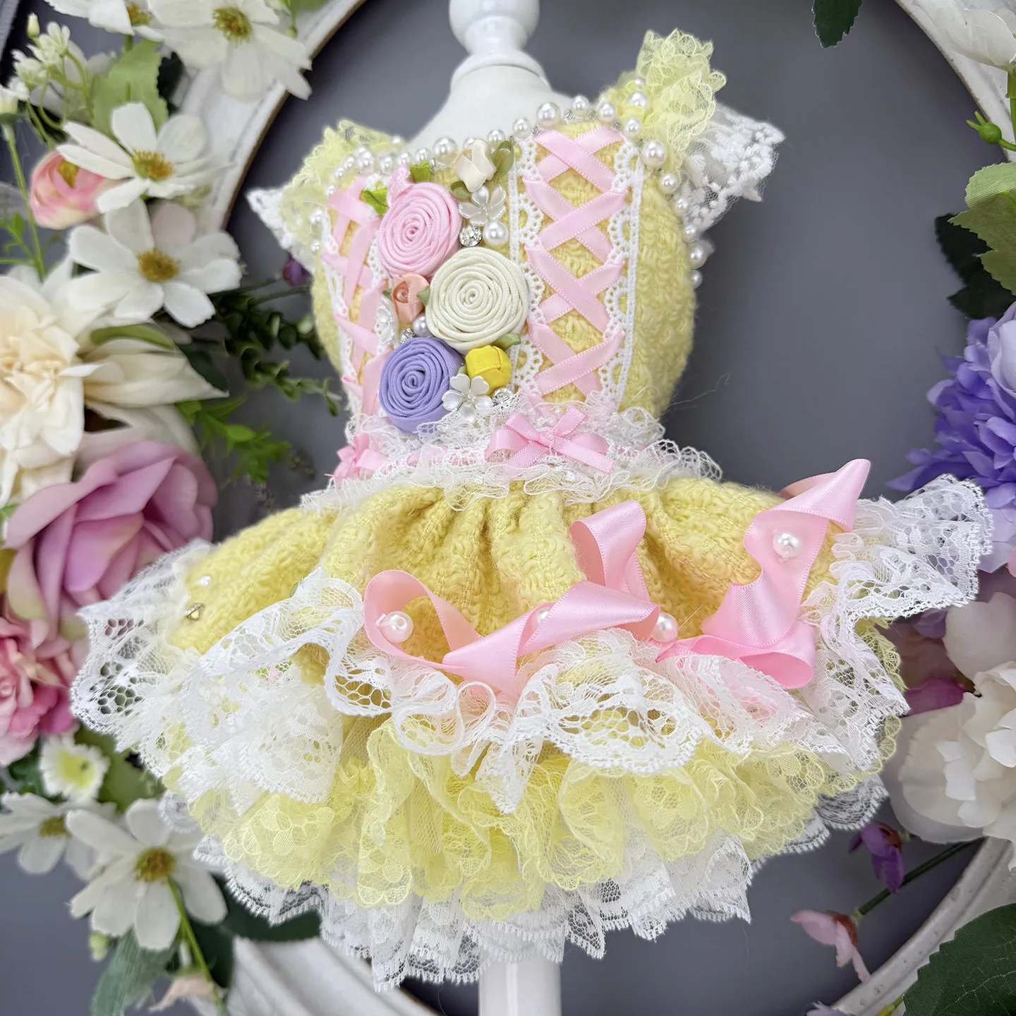 Luxury Lace Tail Princess Dres - Photography Yellow ulasan dan harga