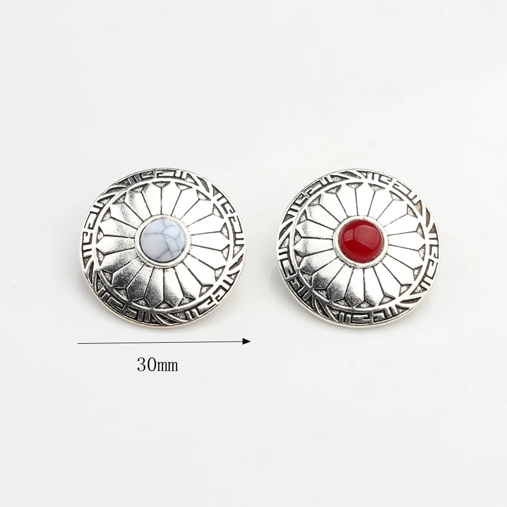 Zinc Alloy Round  Sunflowers Buttons Charms For DIY CONCHO Charms 3pcs/lot 30MM Jewelry Accessories