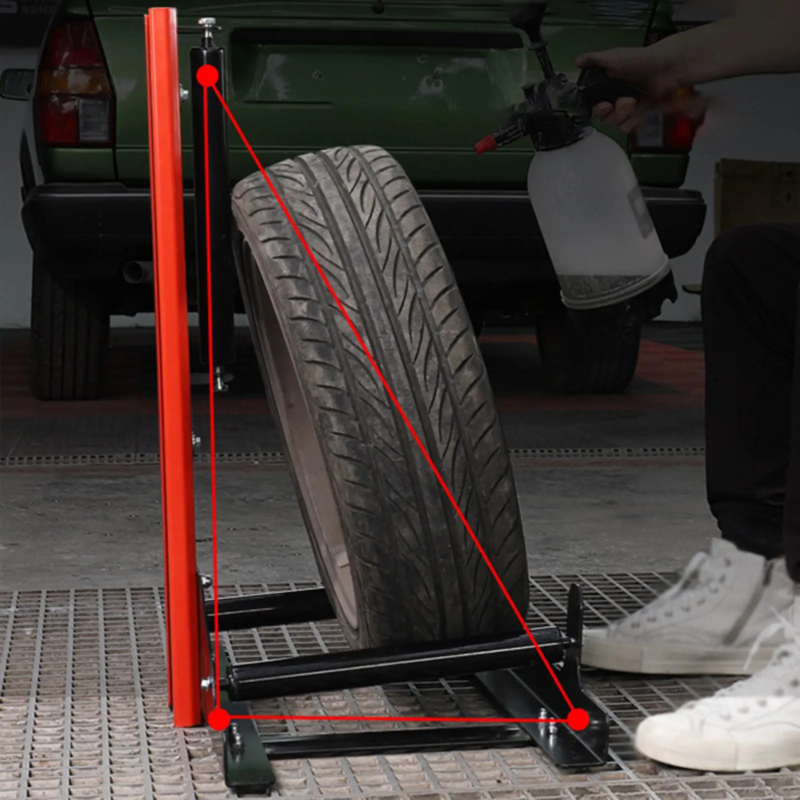 Wheel Detailing Stand Car Wheel Washing Rack wheel tire rim cleaning holde Heavy Duty Tire Detailing Stand for Workshop Car Wash view 3
