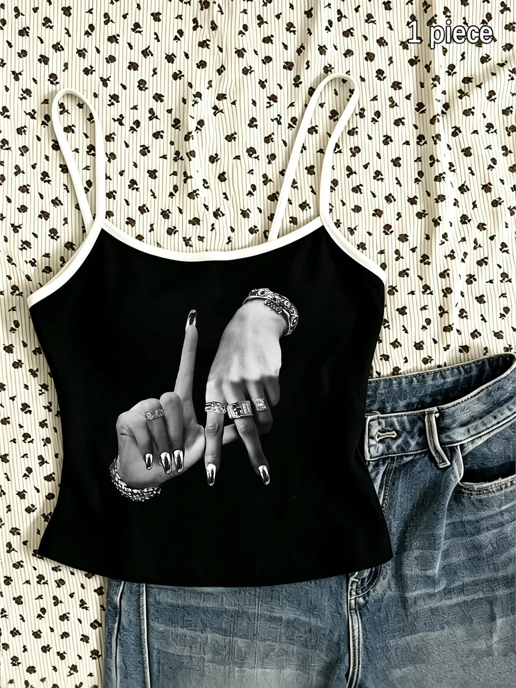 Y2k Punk Streetwear Fashion Camisole Top Casual Crop Top Vest 90s Women'S Tank Top Clothes Shirt Women Girls