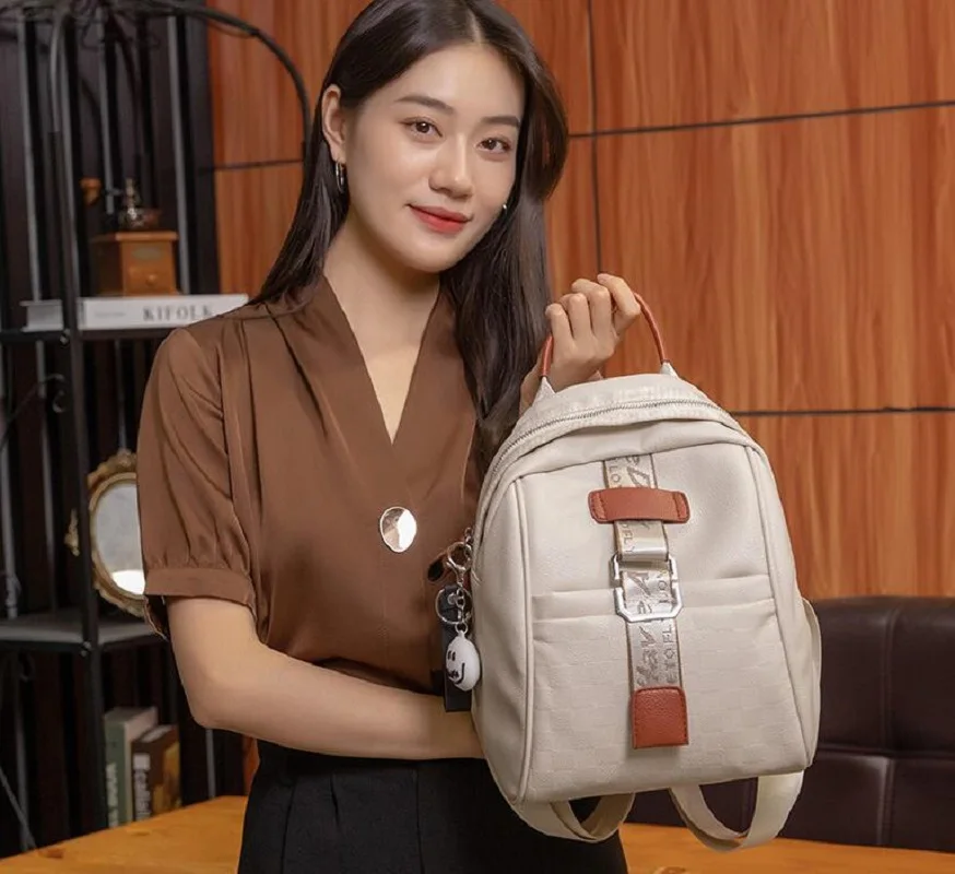 2026 New Women's Fashion Luxury Plaid High Quality Leather Shell Backpacks Large Capacity School Bag Travel Shoulder Bags Totes