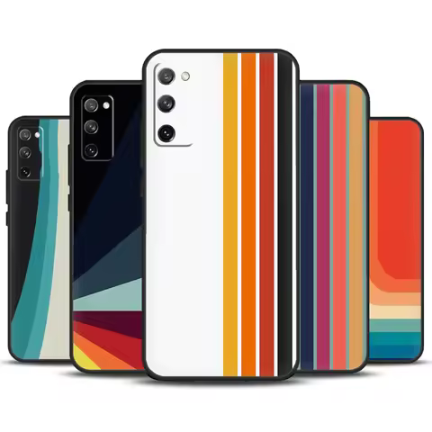 Retro Stripes Aesthetic Vintage Case For Samsung Galaxy S22 S23 S24 Ultra Plus Note 10 20 S8 S9 S10 S20 FE S21 FE Cover