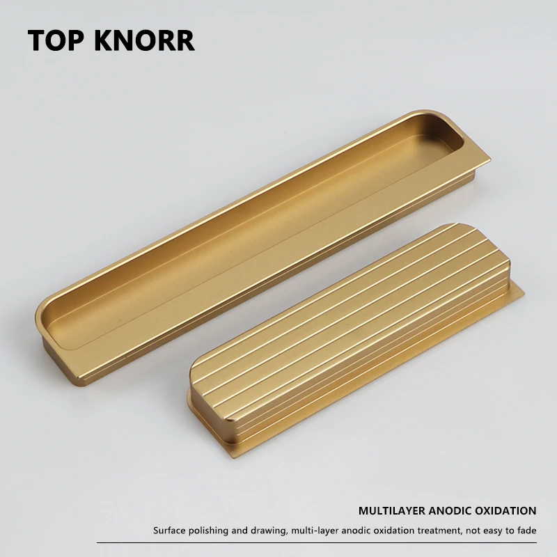 Poignée de Porte Coulissante Cachée, Meuble Moderne, Or, Noir