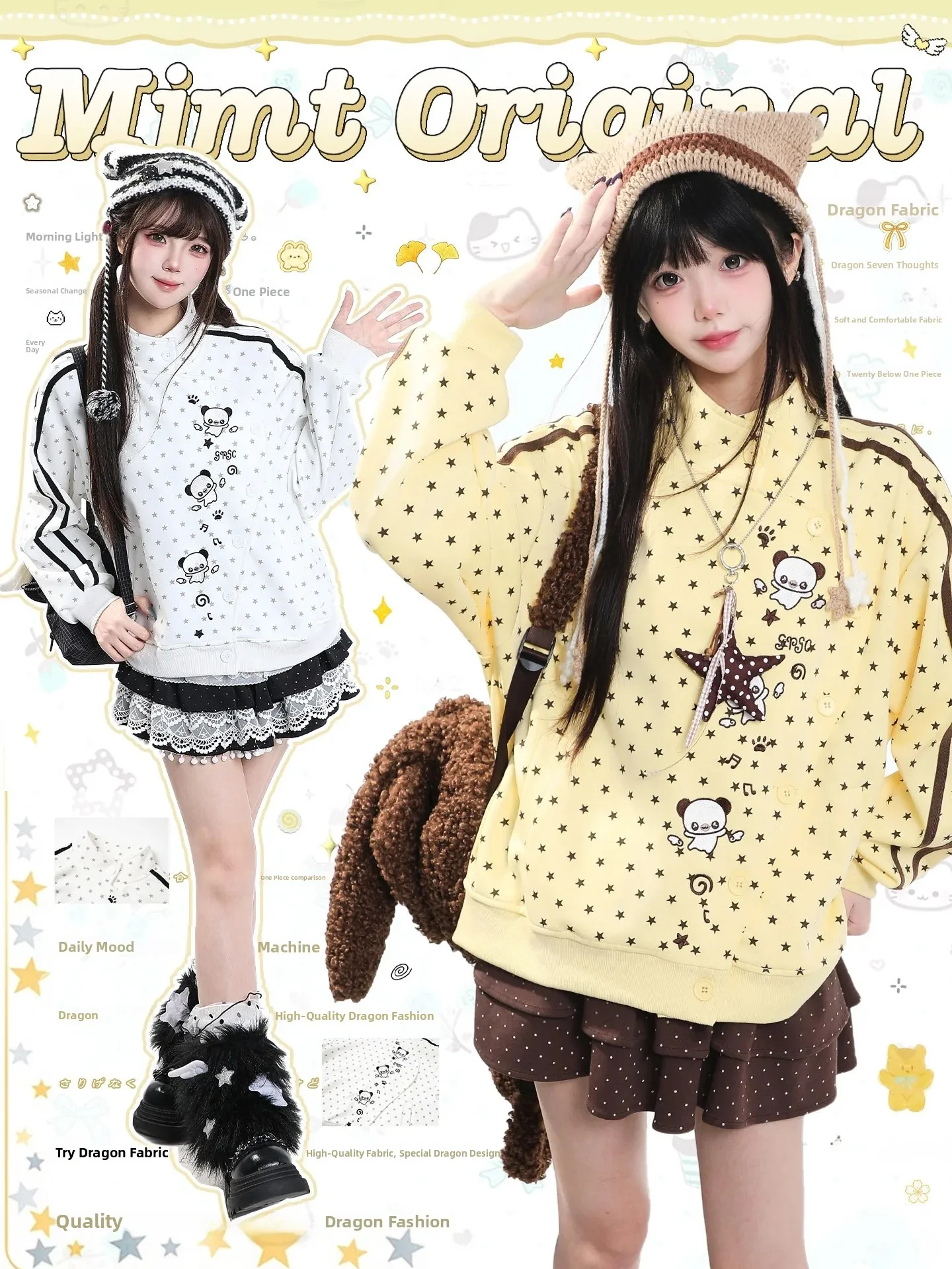 Cute Polka Dot Star Hoodie Sweatshirt Women's Autumn Beautiful Youthful Loose Stand Collar Jacket Casual Style Outerwear