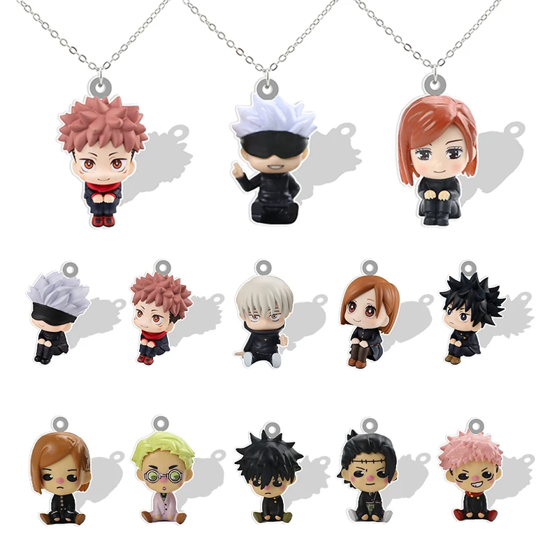 Jujutsu Kaisen 2D Dolls Acrylic Pendant Necklace Japanese MAPPA Epoxy Resin Anime Jewelry Kids Gifts QHY461