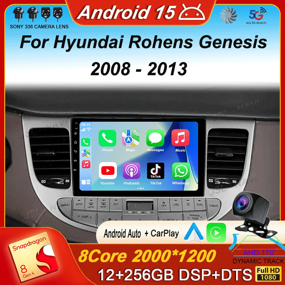 

Car Radio Android 15 Carplay 2K Screen Multimedia Player For Hyundai Rohens Genesis 2008-2013 Autoradio Stereo 2din Head Unit