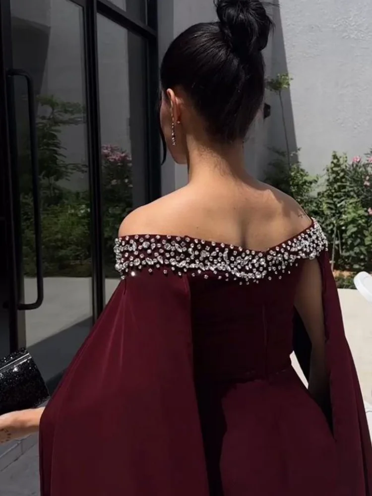 Jirocum Elegant Off Shoulder Prom Dress Beaded Chiffon Party Evening Gown customized A-line Floor Length Special Occasion Gowns