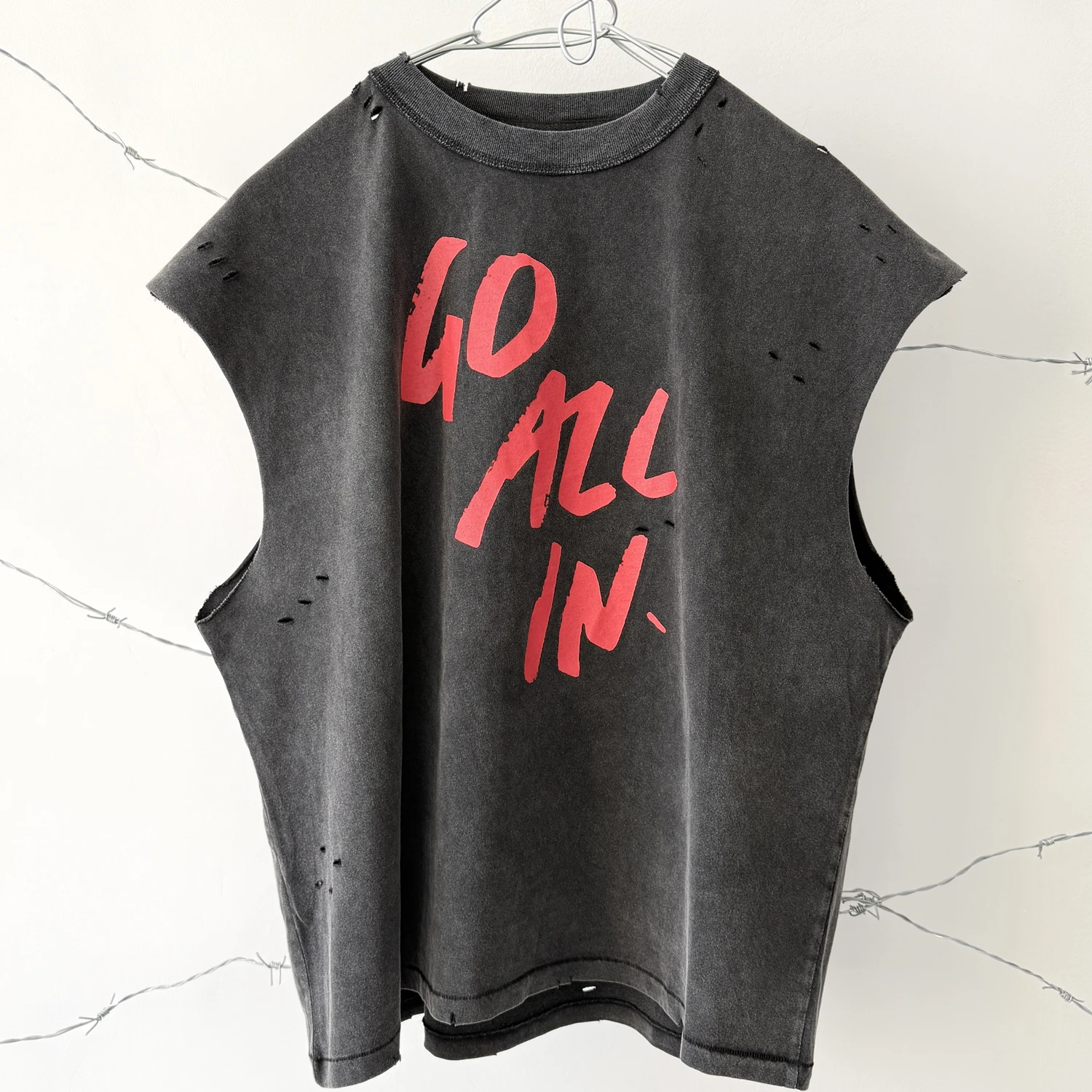 Washed SAINT GO ALL IN MAKE SOMETHING FROM NOTHING T Shirt Men Women High Quality Unisex Tee Tops T-Shirts