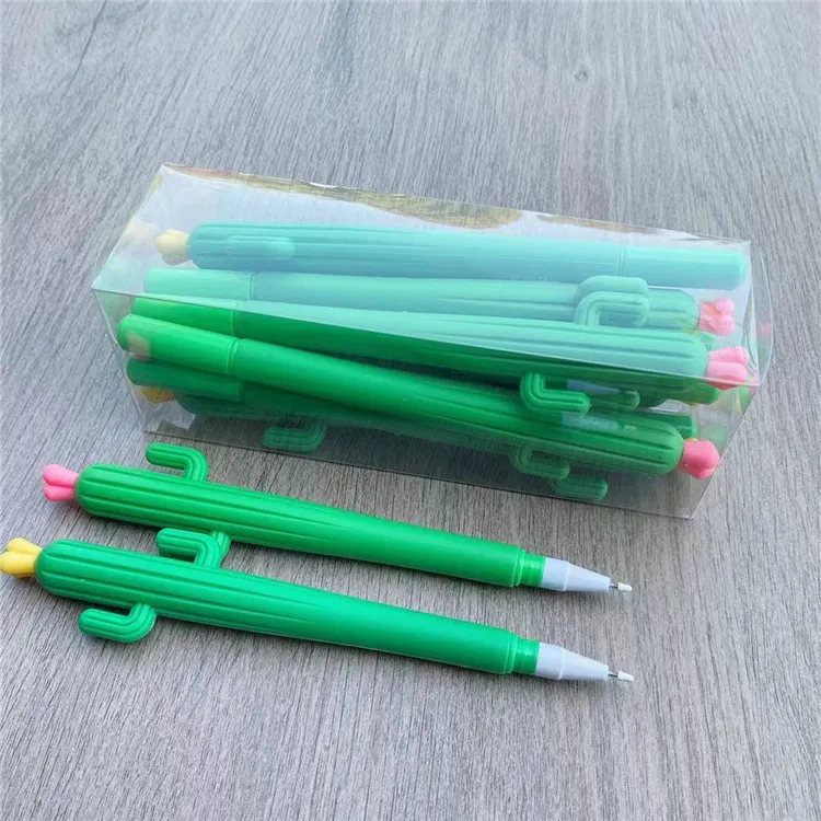 24 Pcs Wholesale Creative Plant Styling Soft Rubber Cactus Gel Pen Learning Office Stationery Signature Pen Cute Student