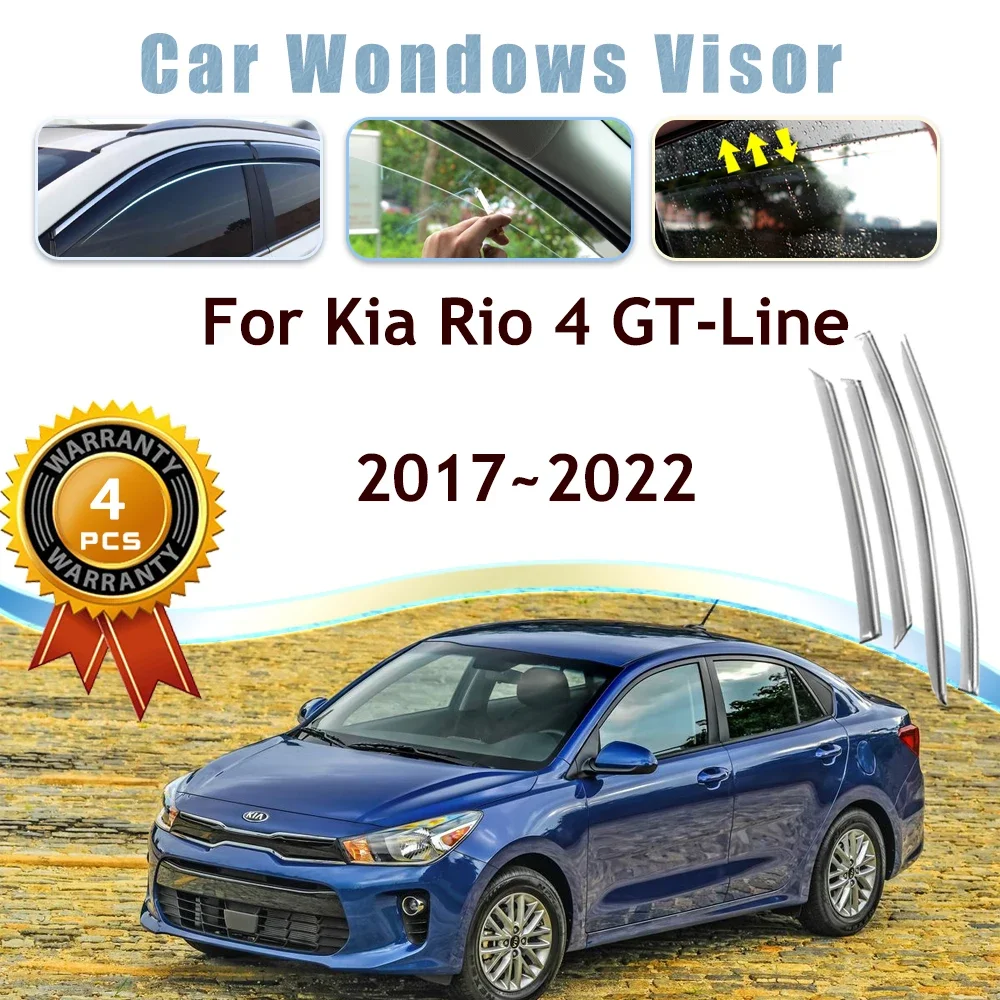 Car Window Visors For Kia Rio 4 GT-line K2 Sedan 2017~2022 Waterproof Sun Rain Guard Deflector Windshields Trim Auto Accessories