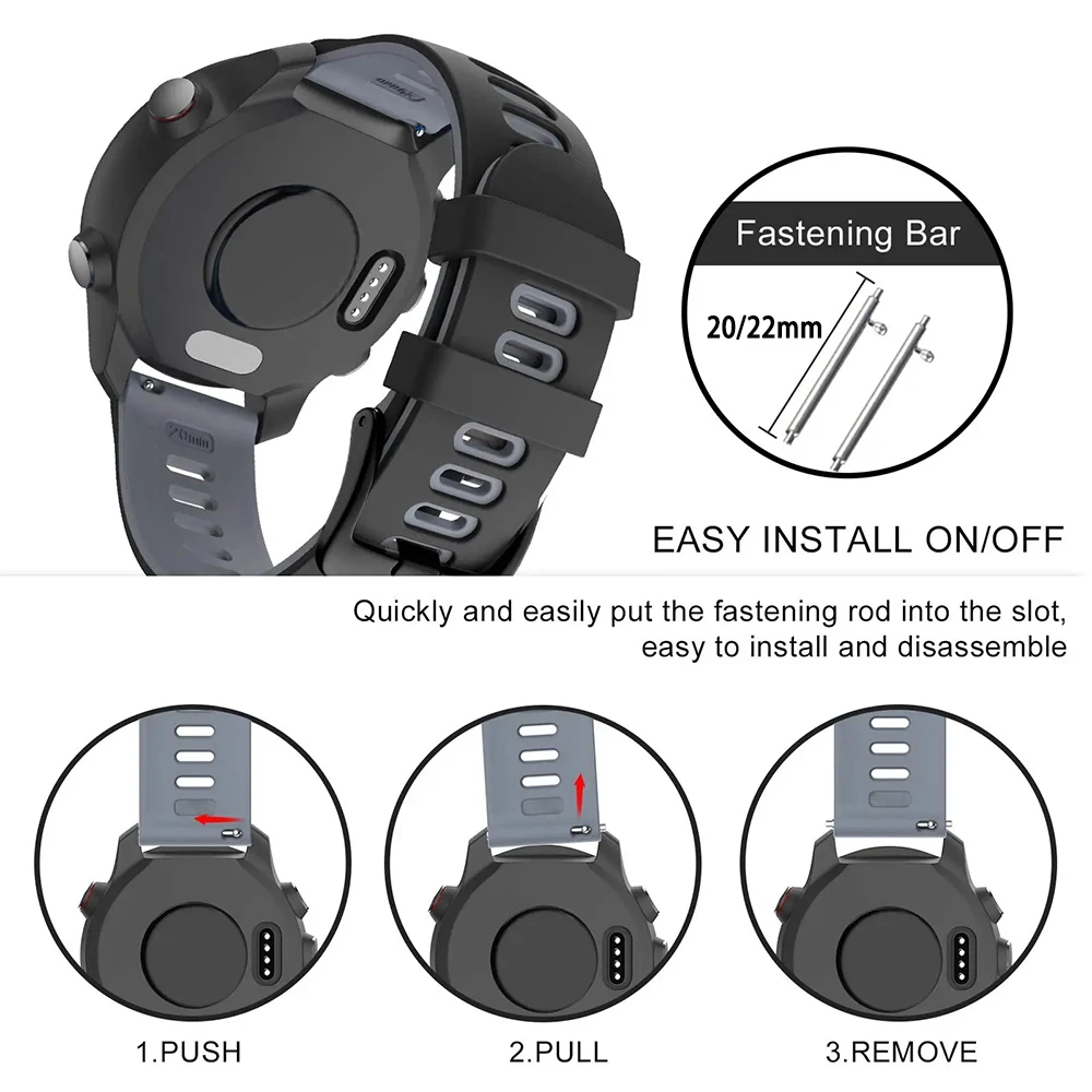 20mm 22mm Watch Strap for Garmin Forerunner 70 170Music 570 265 255 165 Rubber Band for Garmin Active 6 5 4/Venu 3 2 SQ Bracelet view 3