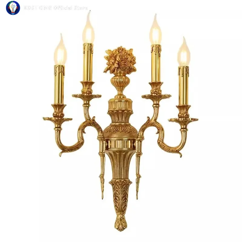 

Настенный светильник во французском стиле, твердая латунь, дизайн свечи, строительный декоративный светильник, светильник для лестницы, настенный светильник для балкона, Lamparas