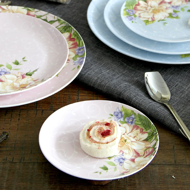 6inch, 4pcs/set, Real Bone China Sushi Plate Floral Design, Vintage Ceramic Dessert Plates, Small Sauce Dish for Chinese