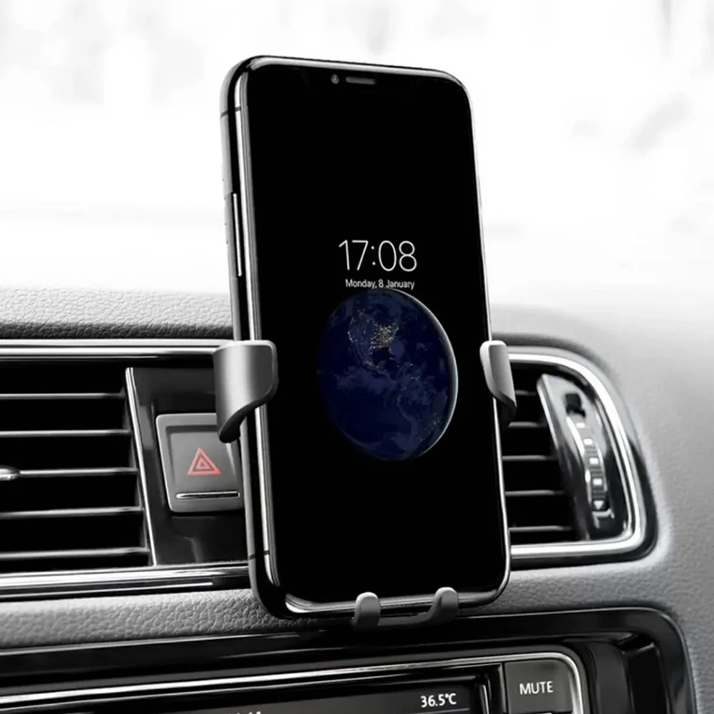 

1pc Car Phone Holder Black Car Air Vent Holder Multi-angle White For Mobile Cell Phone Clamp Automatically Adjust