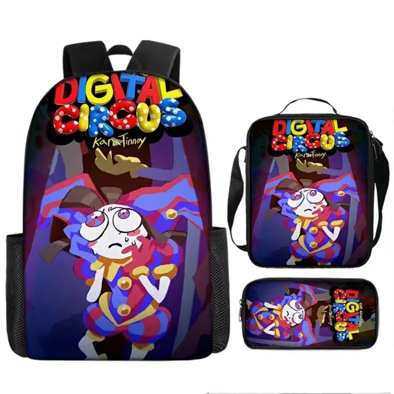 The Amazing Digital Circus Cute Backpacks Three-piece Set Children's Backpack Student Backpack Shoulder Bag Pencil Case Set