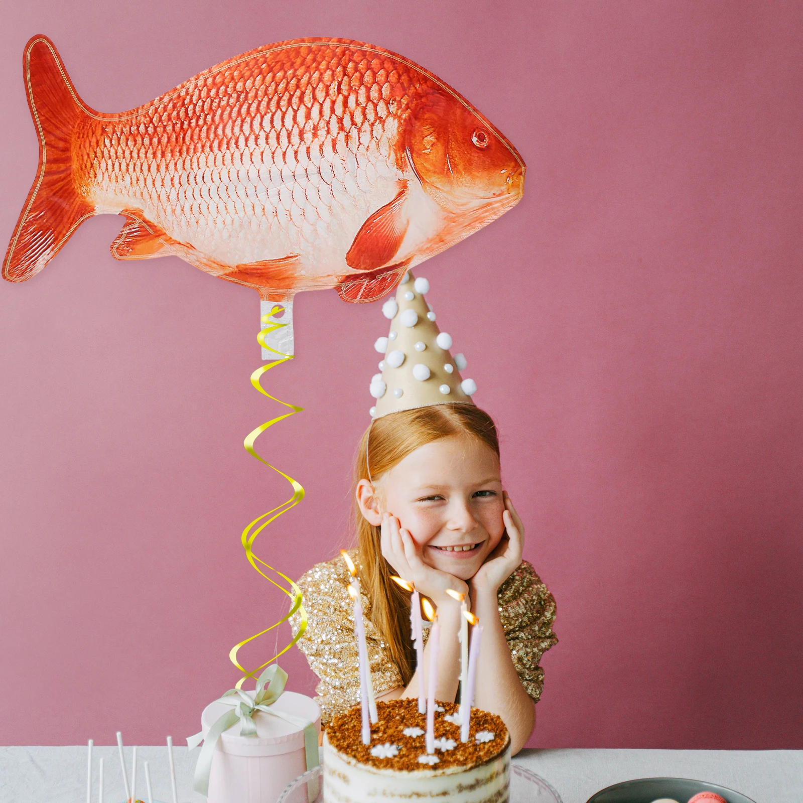 

Decorative Carp Birthday Party Decorations Red Aluminum Foil