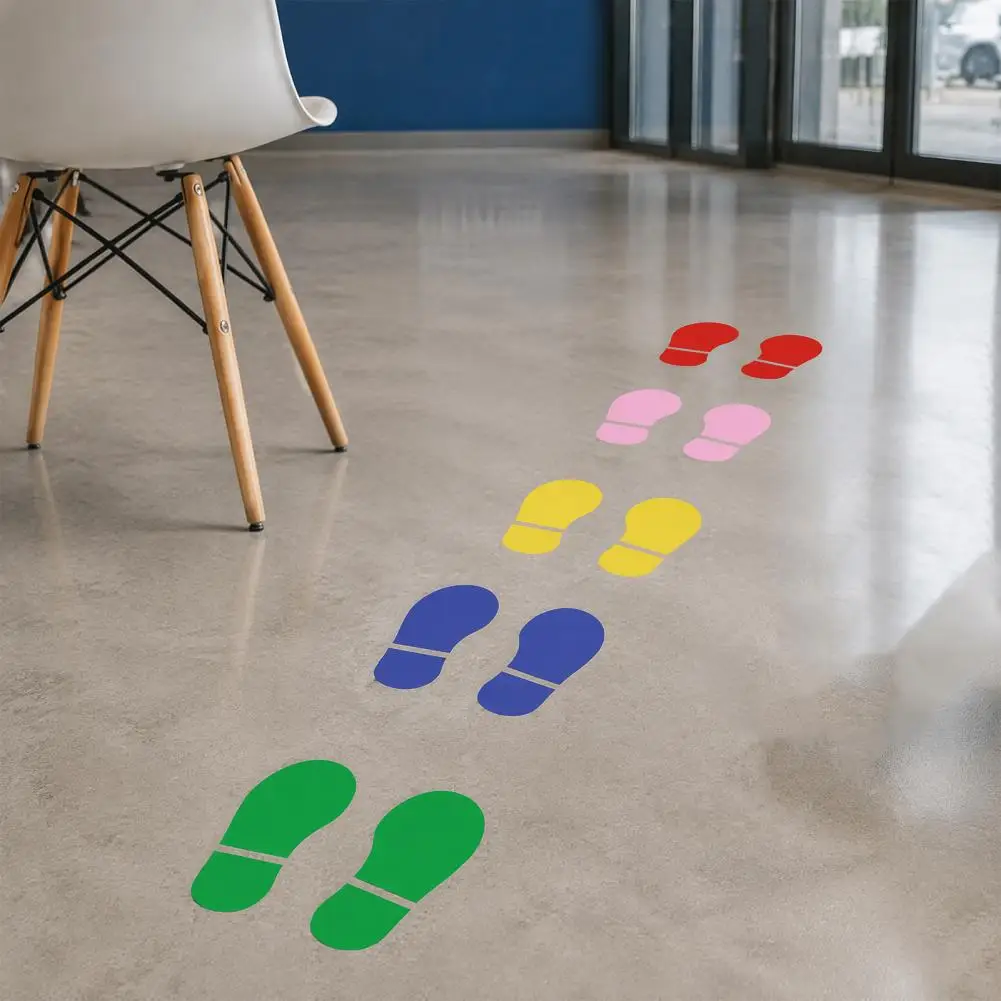 Waterproof Stairway Directional Stickers Floor Decals for Kids 4 Sheets 8 Pairs Kids Shoes Decals Colorful for Classroom