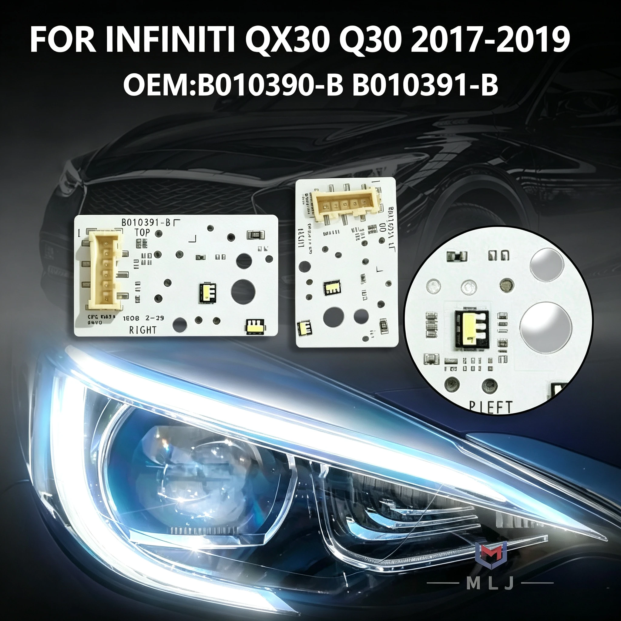 Для Infiniti Q30 QX30 2017-2019 OEM B010390-B B010391-B: Светодиодные платы DRL Supre White (чипы) для замены дневных ходовых огней