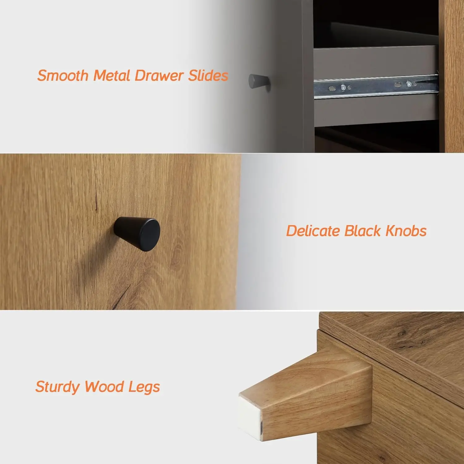Set of 2 End Tables with Drawers & Doors, Modern Large Sofa Side Tables, Wooden Tall Nightstand with Adjustable, Customized - view 4
