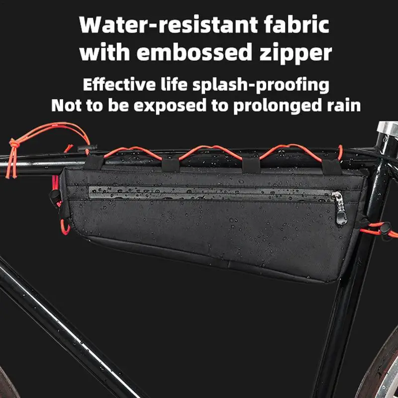 Bike Frame Storage Bag Cycling Triangle Bag Waterproof Embossed Zipper Bicycle Frame Pouch Bag Road Bike Accessories Bag Cycling