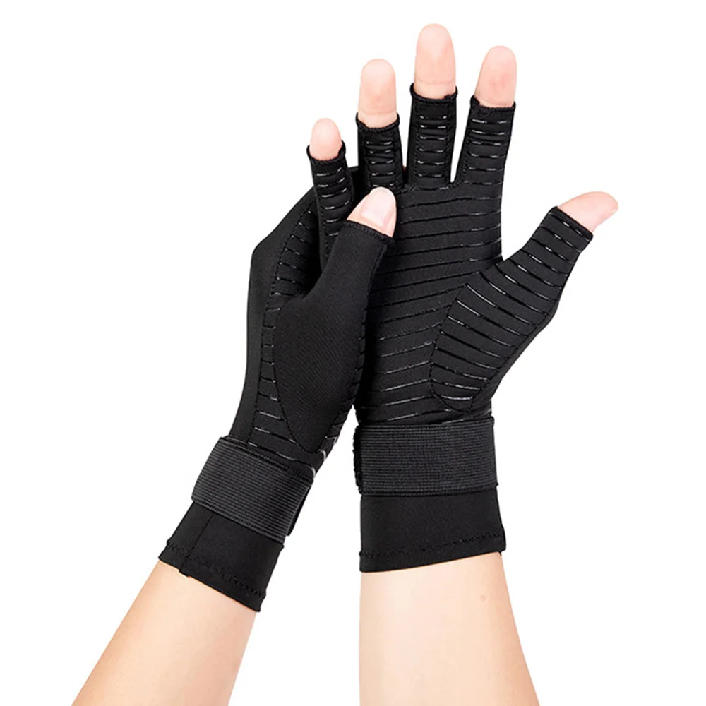 1 Pair Compression Arthritis Gloves With Strap Carpal Tunnel Joint Pain Relief Compression Gloves Wrist Support Pressure Gloves