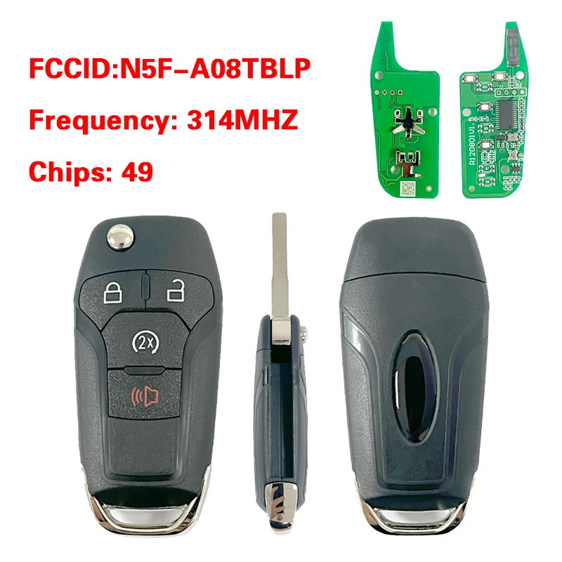 

CN018154 Afermarket FCC N5F-A08TBLP откидной пульт дистанционного управления для Ford Ranger 315 МГц с 49 чипами, 4 кнопки с лезвием