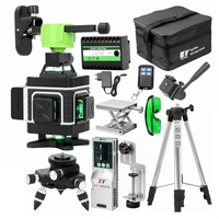 Kaitian Niveau Laser Level Receiver Green 16 Line 4D Self Leveling Cross Vertical and Horizontal Battery 360 Lasers Level Tripod