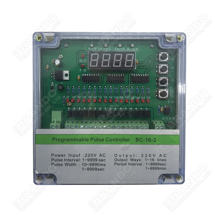 16 Lines Pulse Jet Valve Sequential Timer Board Sequence Controller for Dust Collector Baghouse Bag Filter 24VDC 110VAC 220VAC