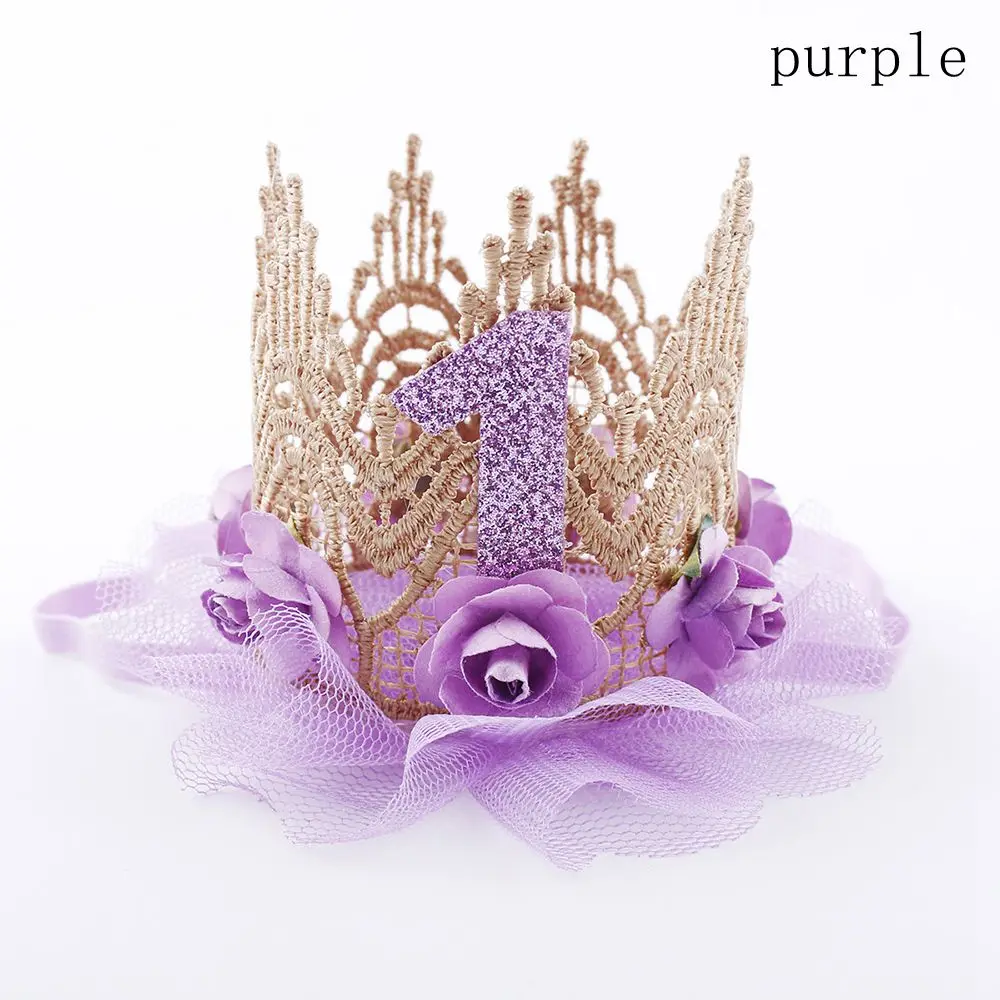 

Kids Gift Princess Party Decoration Baby Birthday Hat Flower Headwear Crown Hair Band 1 Years Old