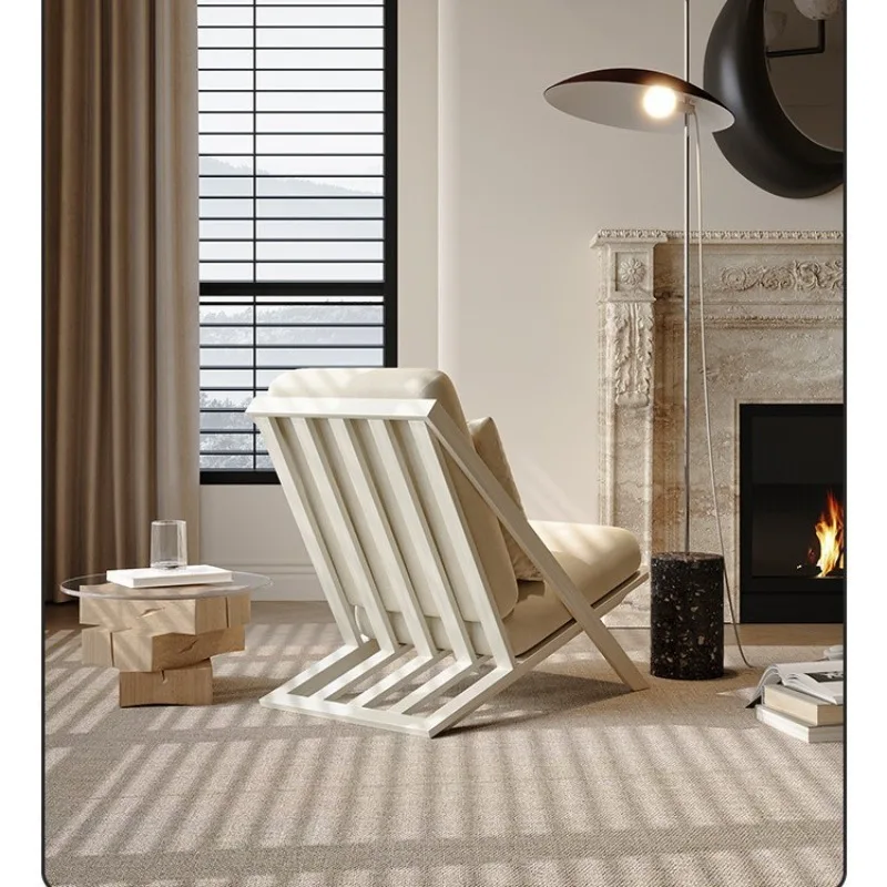 Retro cream leisure chair living room balcony single sofa chair modern simple lazy recliner