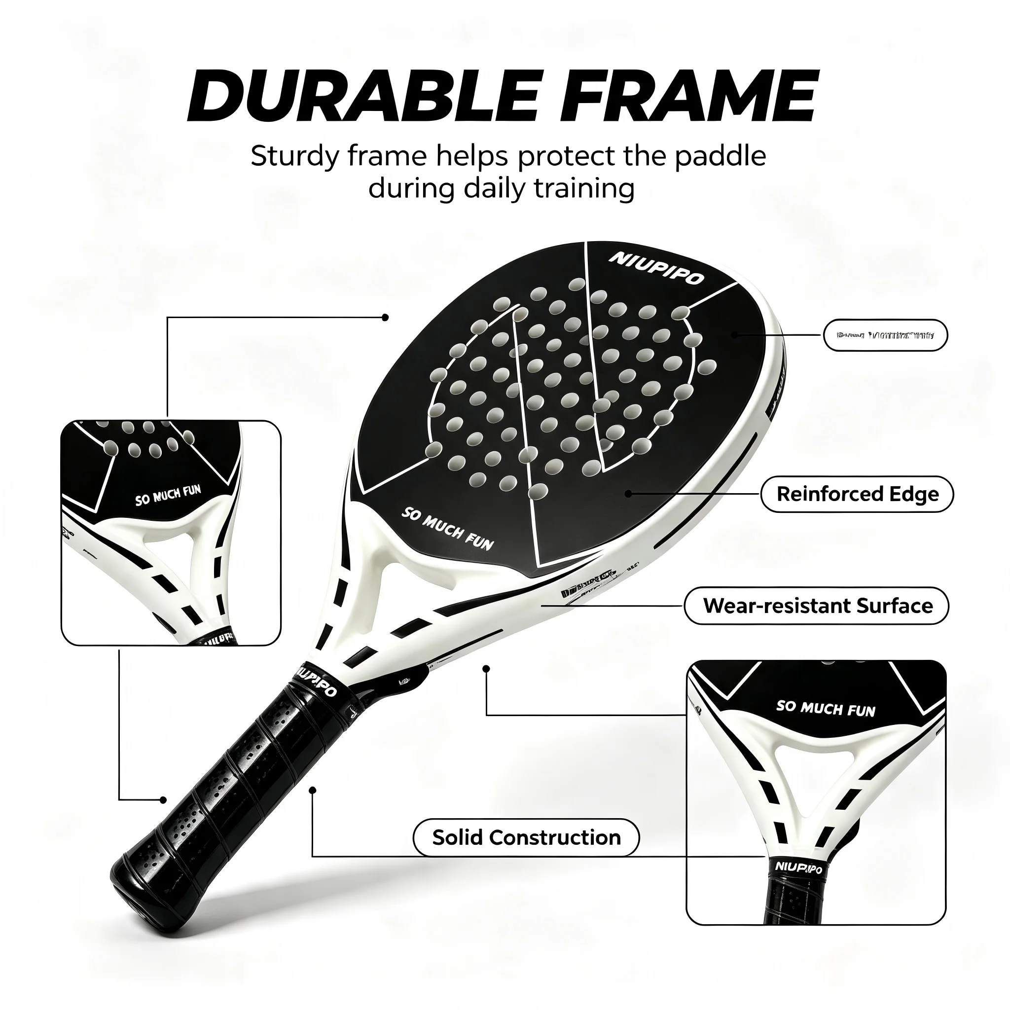 Raket Tenis Padel NIUPIPO Hita - Racket Vibration Dampener ulasan dan harga
