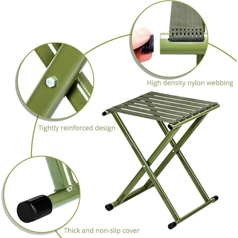 Super Strong Portable Folding Stool Camping Stool Duty Outdoor Folding Chair Hold Up 450LBS forHiking Fishing camping traveling