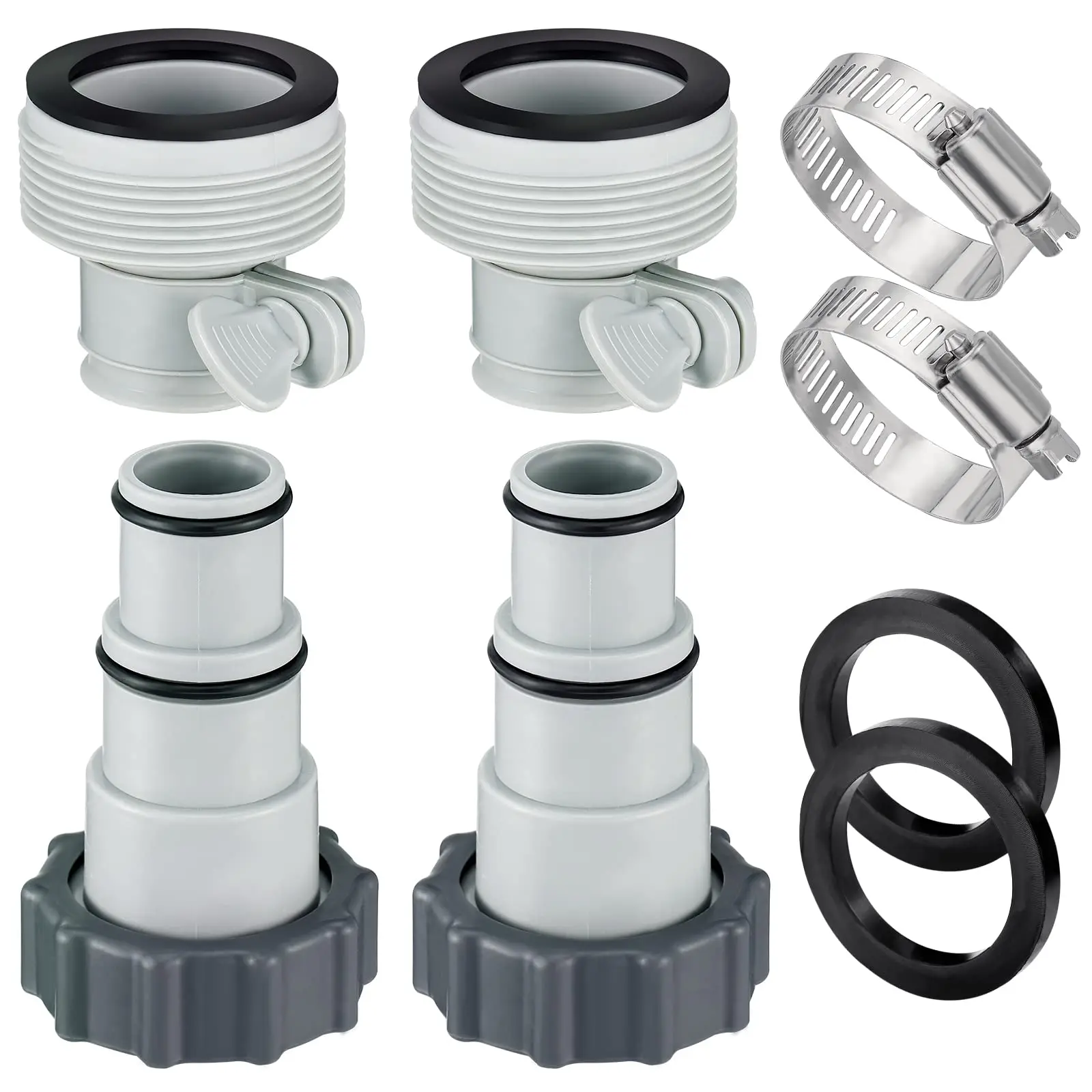 

4Pack Pool Hose Adapter - 2 Types Conversion Connector for 1.5 & 1.25 In Hoses, Replacement Parts fits Intex Filter Pumps