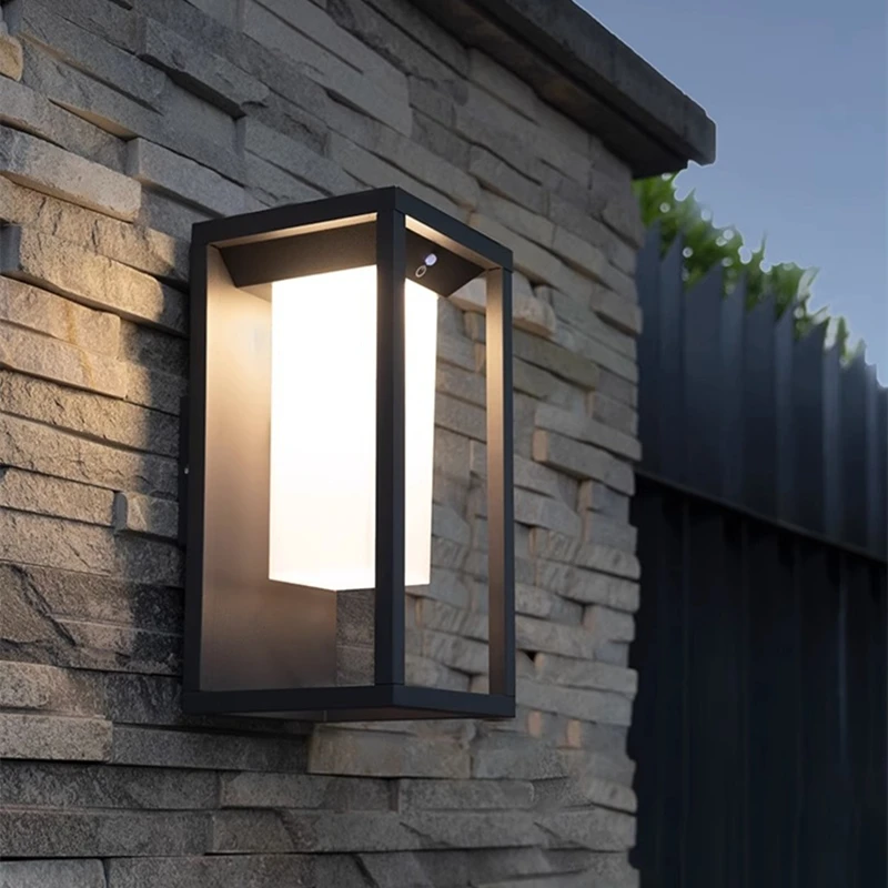 Outdoor Solar LED Wall Lamp Radar Motion Sensor IP65 Waterproof Garden Porch Light Villa Courtyard Exterior Wall Sconce Lighting