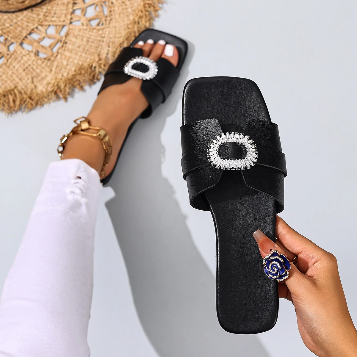 designer slides flip flops mule Shoes slippers women sandal luxury 2026 shoes woman ladies summer leather flat slippers