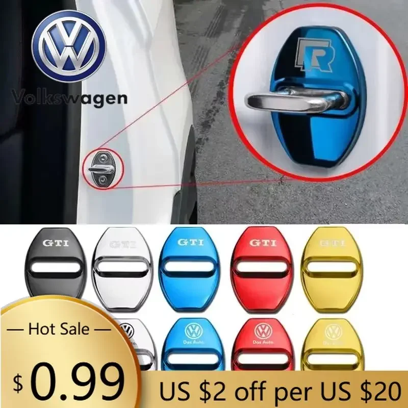 

For VOLKSWAGEN VW 4PCS Stainless Steel Car Door Lock Cover Protective Case for Volkswagen Golf Bora Jetta Beetle Scirocco Passat