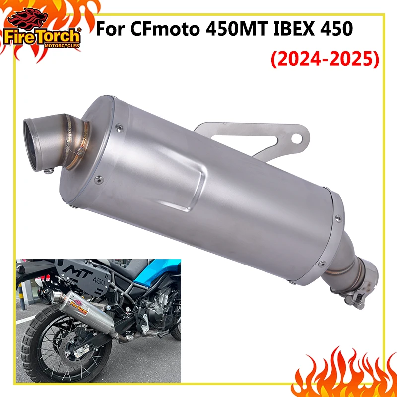 Slip-On Auspuffanlage für CFmoto 450MT ADV IBEX 450 2024 2025 2026 Motorrad Auspuffsysteme Mittelrohr Edelstahl Schalldämpfer DB Killer